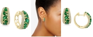 EFFY Collection EFFY&reg; Emerald (2-3/4 ct. t.w.) & Diamond (3/4 ct. t.w.) Small Hoop Earrings in 14k Gold, 0.8"